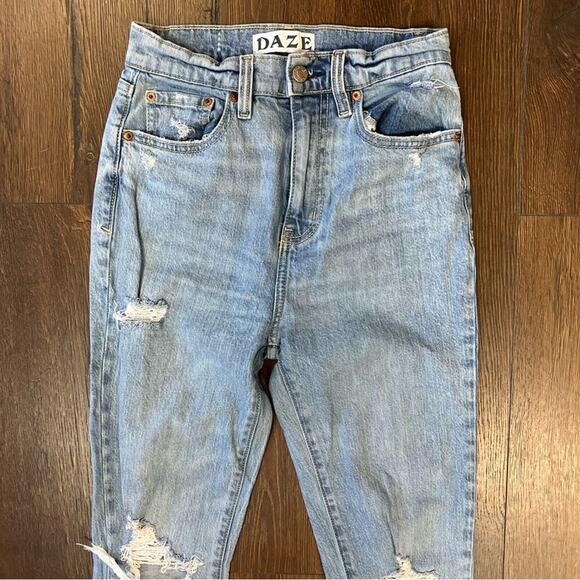 Daze denim go-getter light wash distressed flare jeans SZ 25/0 - Picture 5 of 7